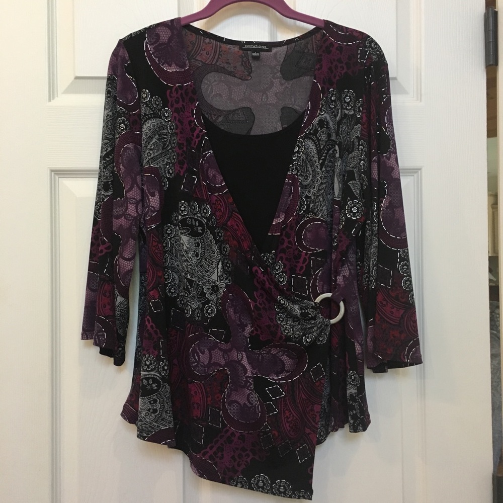 Stretchy Fuax wrap notations new top
